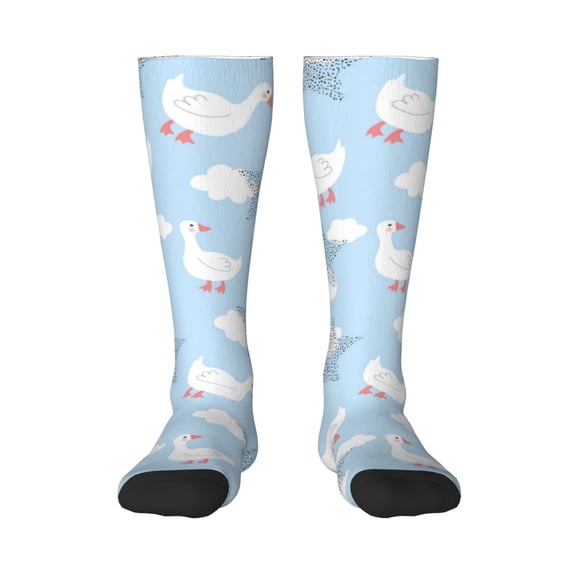 Naloa Cute Goose On A Blue Sky Thigh High Socks Extra Long Stretchy Sock Women Over Knee High Opaque Stocking Daily Wear