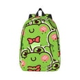 thumbnail image 1 of Naloa Cute Green Frog Canvas Backpack for Men Women Rucksack Casual Travel Daypack College Tote Satchel Bookbag for Teens-Medium, 1 of 7