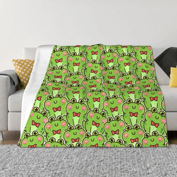 Naloa Cute Green Frog Flannel Blankets - Thick and Warm Blanket for Winter, Soft Fuzzy Plush King Blanket for All Seasons80"x60"