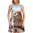 thumbnail image 1 of Naloa Cute Guinea Pig Sea Print Women's Summer Spring Casual Beach Sundress,Vacation Sleeveless Tank Crewneck Loose Dresses, 1 of 7
