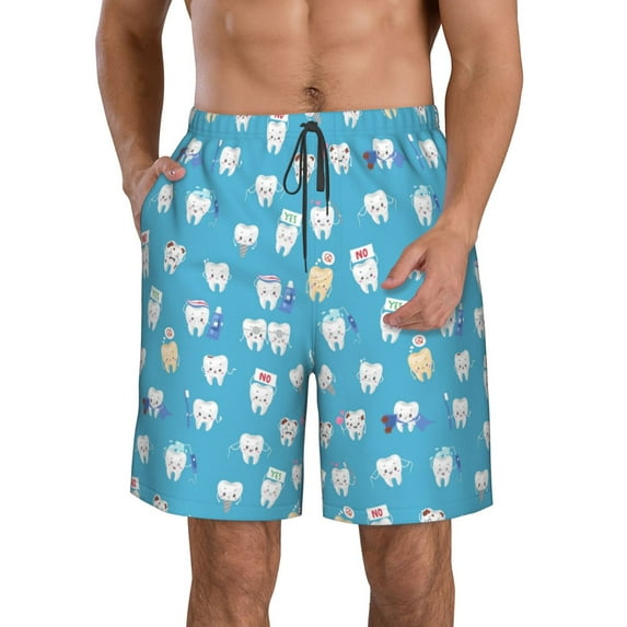 Naloa Cute Healthy Teeth Men's Beach Shorts, Surfing shorts, Swim trunks, Quick Dry Swim Trunks for Surfing Beach Fun - 3X-Large