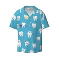 thumbnail image 1 of Naloa Cute Healthy Teeth Men's Loose Fit Cuban Collar Short-Sleeve Shirt with Button-down and Chest Pocket for Everyday Wear Outings - Medium, 1 of 7
