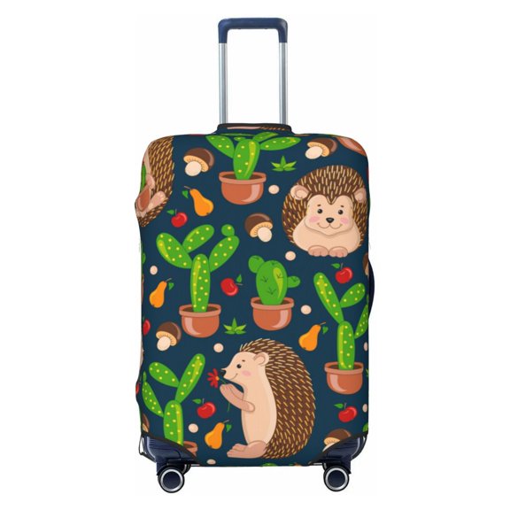 Naloa Cute Hedgehogs Cactus Blue Elastic Suitcase Protector, Travel Suitcase Protector Cover Fits 18-32in Suitcase - Small