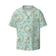 thumbnail image 1 of Naloa Cute Honeybees Men's Loose Fit Cuban Collar Short-Sleeve Shirt with Button-down and Chest Pocket for Everyday Wear Outings - 4X-Large, 1 of 7