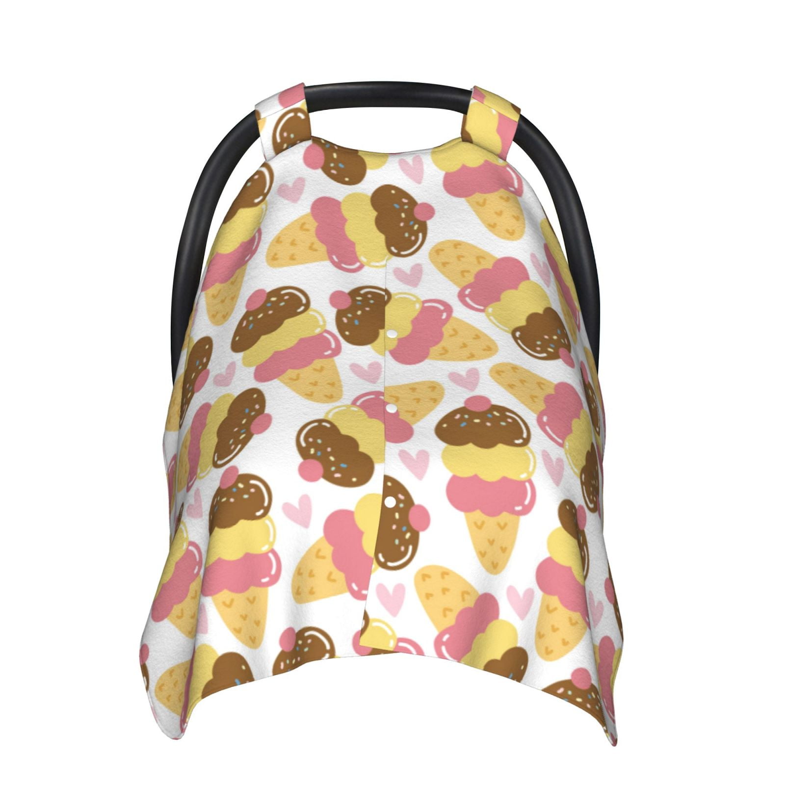 Naloa Cute Ice Cream Baby Car Seat Cover, Breathable Baby Carrier Cover, Multiuse Baby Carrier Cover & Nursing Breastfeeding Cover