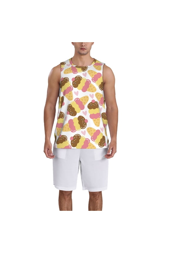 Cute Ice Cream Basketball Jersey Reversible Men's Mesh Athletic Sports Shirts Training Practice S-4XL4X-Large