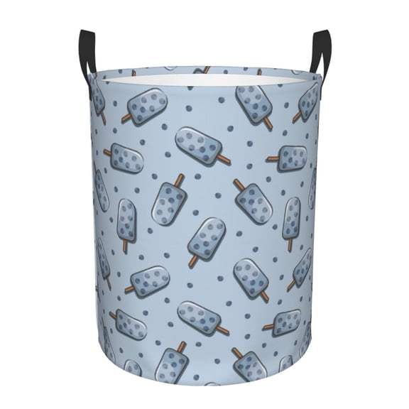 Naloa Cute Ice Cream Large Laundry Basket Waterproof Round Collapsible Storage bin with Handles for Hamper Kids Room,Toy StorageMedium