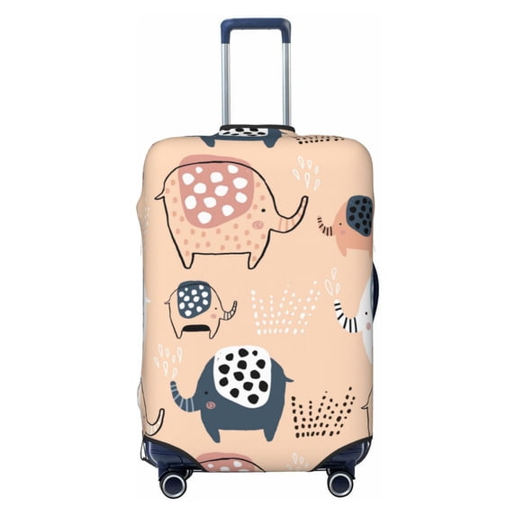 Naloa Cute Ink Drawn Elephants Elastic Suitcase Protector, Travel Suitcase Protector Cover Fits 18-32in Suitcase - Small
