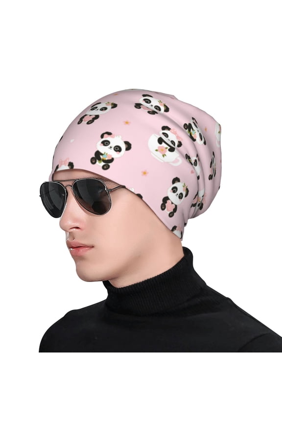 Cute Kawaii Panda Soft Beanie Hat, Knit Beanie Daily Beanie in Fine Knit for Women Men Winter Travel, Outdoor