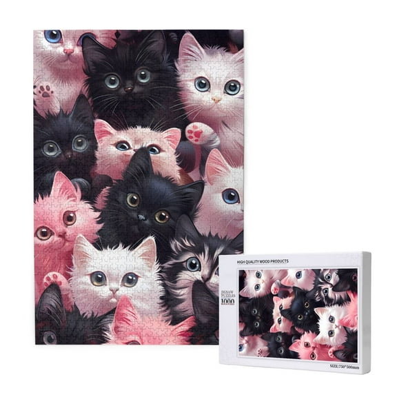 Naloa Cute Kittens Group Portrait Custom Puzzles Personalized Puzzle 1000 Pieces from Photo Custom Jigsaw Puzzle for Wedding, Graduation, (29.519.7in, Vertical)
