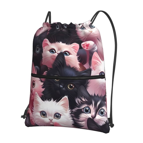 Naloa Cute Kittens Group Portrait Drawstring Backpack String Bag Cinch Water Resistant for Gym Shopping Sport Yoga
