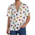 thumbnail image 1 of Naloa Cute Ladybugs Men's Loose Fit Cuban Collar Short-Sleeve Shirt, Hawaiian Shirts, Mens Shirts Casual for Everyday Wear Outings-Medium, 1 of 5