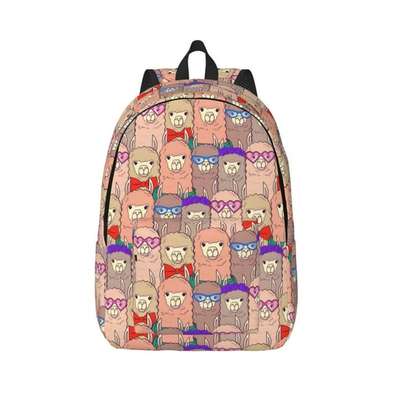 Naloa Cute Lamas Canvas Backpack for Men Women Rucksack Casual Travel Daypack College Tote Satchel Bookbag for Teens-Small