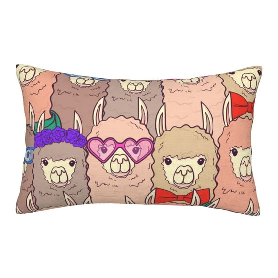 Naloa Cute Lamas Pillowcase, Throw Pillowcase, Wrinkle-Free, Stain-Resistant with Hidden Zipper for Bedroom Sofa - 20"x30"