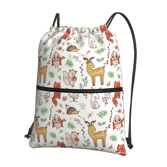 Naloa Cute Little Animals Drawstring Backpack String Bag Cinch Water Resistant for Gym Shopping Sport Yoga