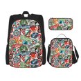 thumbnail image 1 of Naloa Cute Nautical Print Large Capacity Backpack Lunch Bag Pencil Case Combination 3 Piece Set for Student, 1 of 8
