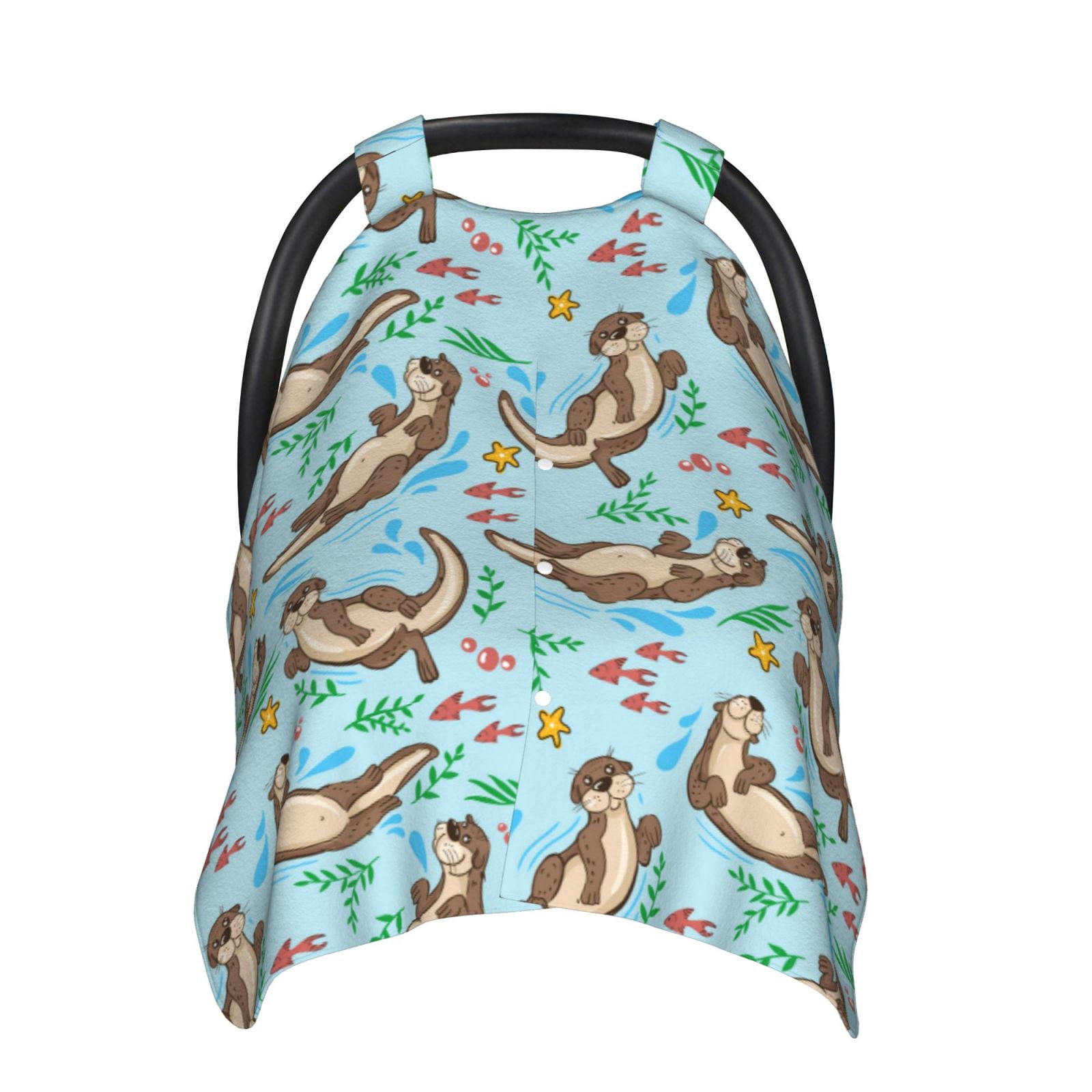 Naloa Cute Otters Baby Car Seat Cover, Breathable Baby Carrier Cover, Multiuse Baby Carrier Cover & Nursing Breastfeeding Cover