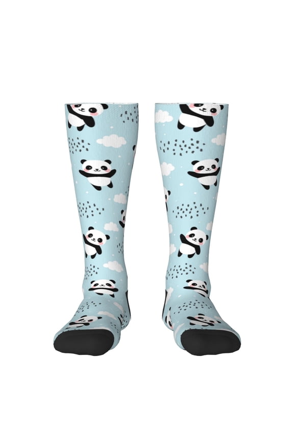 Cute Panda Bear Thigh High Socks Extra Long Stretchy Sock Women Over Knee High Opaque Stocking Daily Wear