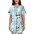 thumbnail image 1 of Naloa Cute Panda Bear Women's Short-Sleeved Pajama Set, Loungewear, Summer pajamas, Breathable Cozy - X-Large, 1 of 9