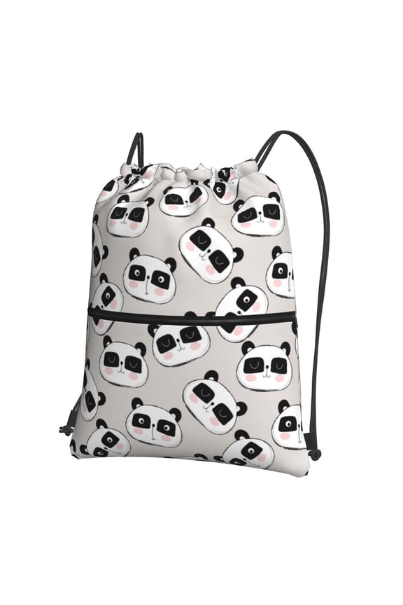 Cute Panda Drawstring Backpack String Bag Cinch Water Resistant for Gym Shopping Sport Yoga