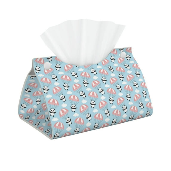 Naloa Cute Panda Flying in the Sky Print Leather Tissue Box Cover Rectangle | Long Tissue Box Cover | Tissue Box Holder | Tissue Holder for Bathroom