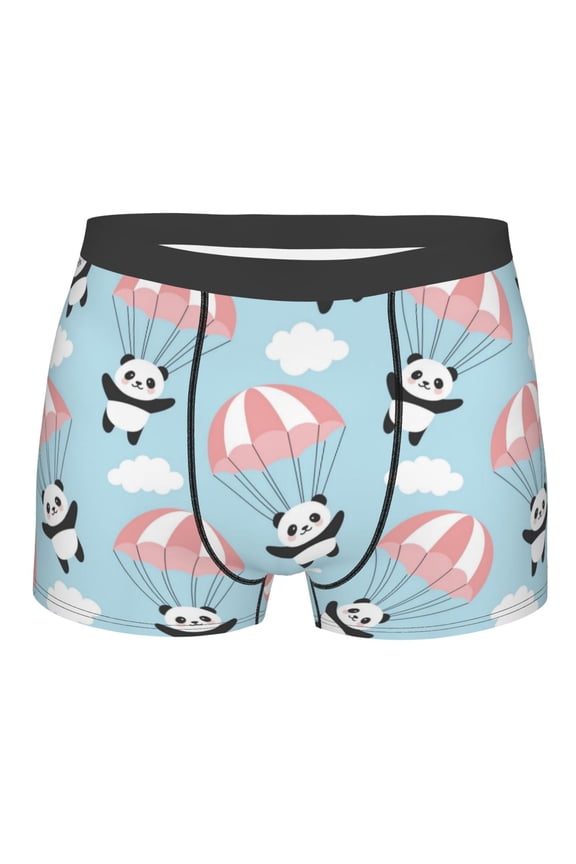 Cute Panda Flying in the Sky Print Mens Underwear - Boxers for Men, Classic Briefs for Men