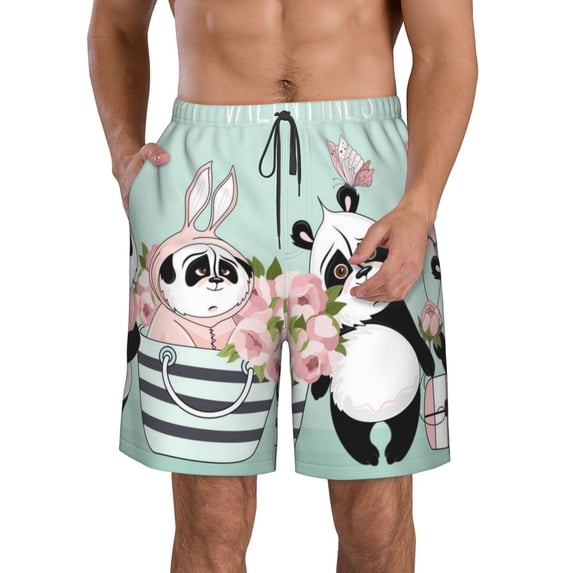 Naloa Cute Panda Men's Beach Shorts, Surfing shorts, Swim trunks, Quick Dry Swim Trunks for Surfing Beach Fun - XX-Large
