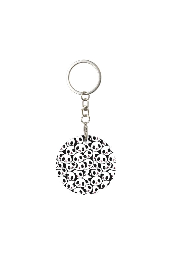 Naloa Cute Panda Print Round Keychain Keychain Key Ring, Key Tag, Key Chain Bulk for Gift Accessories (Round)
