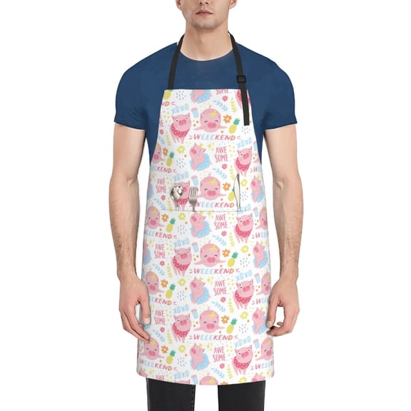 Naloa Cute Pig Apron Kitchen Aprons with Pockets for Women Men Chef