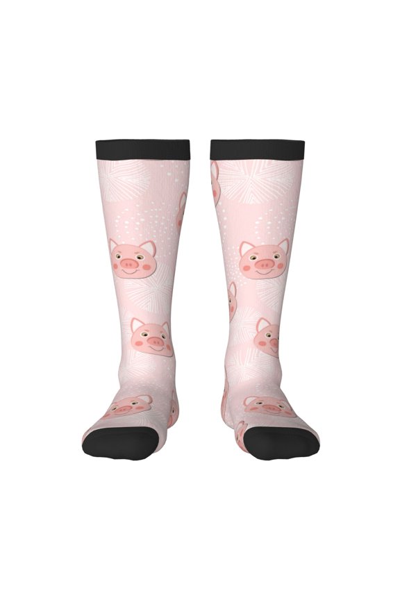 Cute Pig Face Thigh High Socks Extra Long Stretchy Sock Women Over Knee High Opaque Stocking Daily Wear