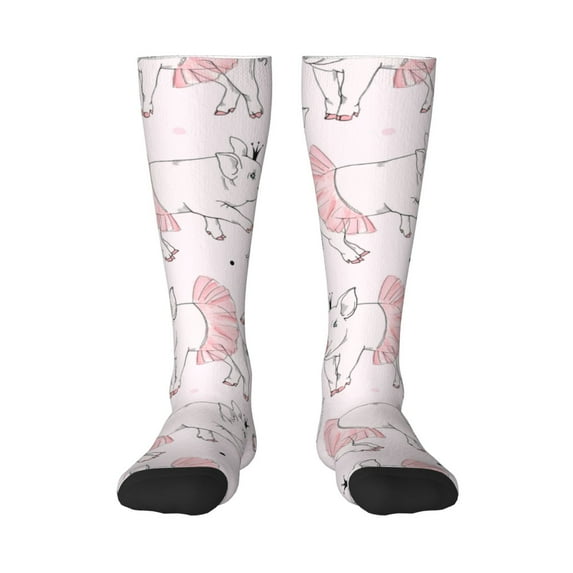 Naloa Cute Piggy Ballerina Thigh High Socks Extra Long Stretchy Sock Women Over Knee High Opaque Stocking Daily Wear