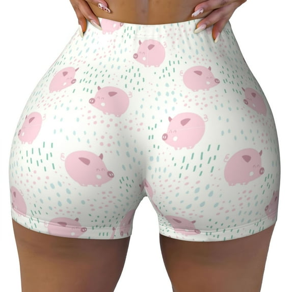Naloa Cute Pigs Biker Shorts for Women Seamless Scrunch Short Women’s Yoga Shorts for Gym Running Sport Shorts - X-Large