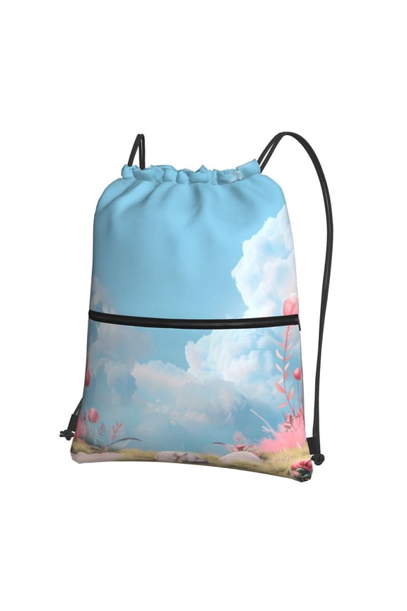 Cute Pink Mushrooms Drawstring Backpack String Bag Cinch Water Resistant for Gym Shopping Sport Yoga