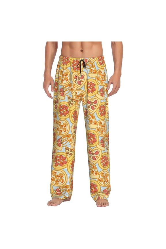 Cute Pizza In Various Pajama Pants Men, PJ Bottoms, Sleep & Lounge Pants-Medium