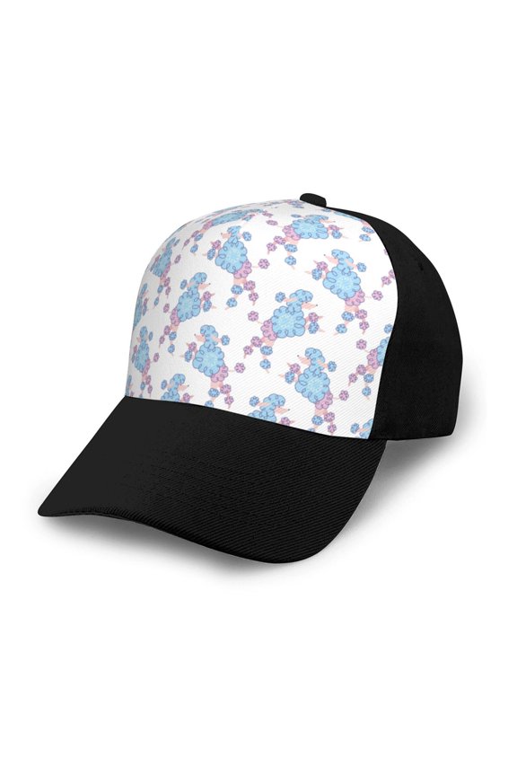 Cute Poodle Dog Adult adjustable Print Baseball Hat, Patchwork curved brim baseball capfor Men and Women, One Size
