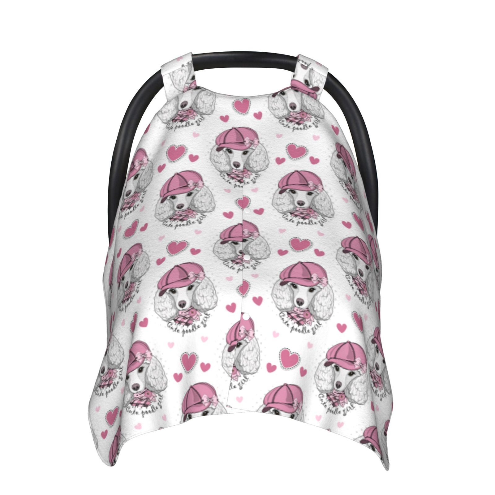 Naloa Cute Poodle Dog Baby Car Seat Cover, Breathable Baby Carrier Cover, Multiuse Baby Carrier Cover & Nursing Breastfeeding Cover