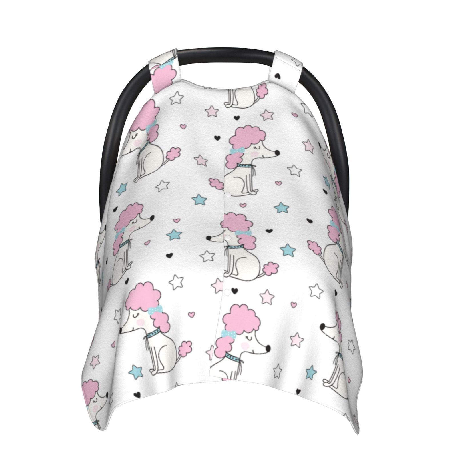 Naloa Cute Poodle Dog Baby Car Seat Cover, Breathable Baby Carrier Cover, Multiuse Baby Carrier Cover & Nursing Breastfeeding Cover