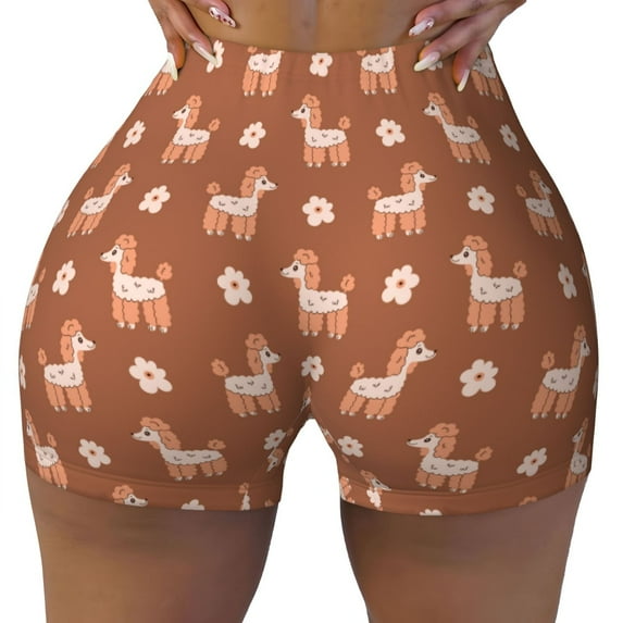 Naloa Cute Poodle Dog Biker Shorts for Women Seamless Scrunch Short Women’s Yoga Shorts for Gym Running Sport Shorts - X-Large