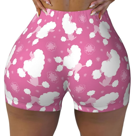 Naloa Cute Poodle Dog Biker Shorts for Women Seamless Scrunch Short Women’s Yoga Shorts for Gym Running Sport Shorts - X-Large
