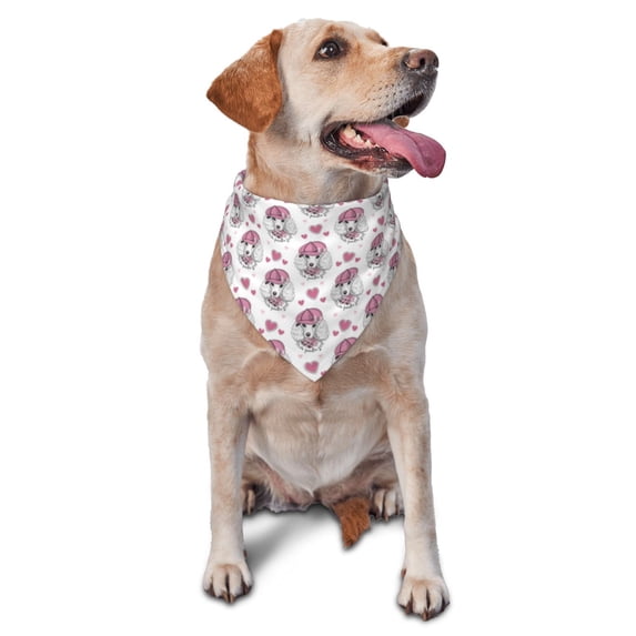 Naloa Cute Poodle Dog Dog Bandanas 1PC Washable Triangle Dog Scarfs Premium Durable Fabric, for Small Medium Large Dogs and Cats