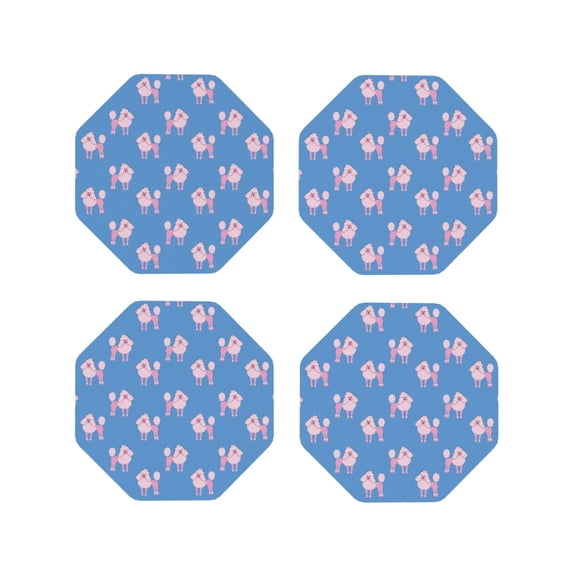 Naloa Cute Poodle Dog Leather Coasters for Drinks, Durable Drink Coasters 4 Set for Tabletop Protection, Luxurious Home Décor and Housewarming Gift ( {designName})Octagon