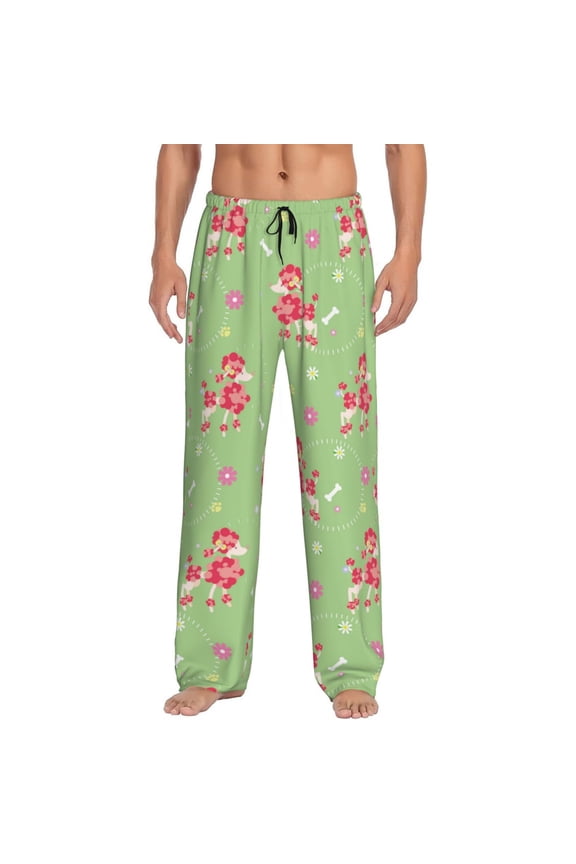 Cute Poodle Dog Pajama Pants Men, PJ Bottoms, Sleep & Lounge Pants-Medium