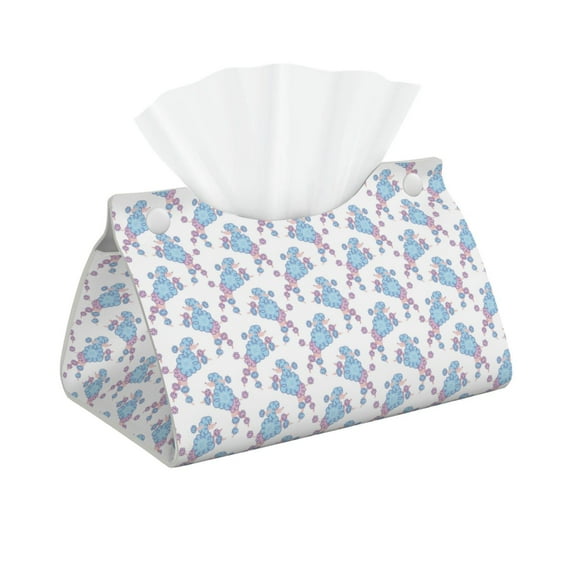 Naloa Cute Poodle Dog Print Leather Tissue Box Cover Rectangle | Long Tissue Box Cover | Tissue Box Holder | Tissue Holder for Bathroom