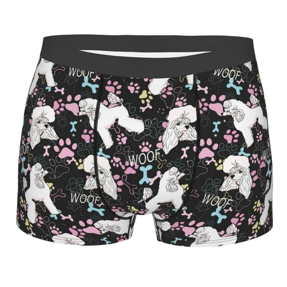 Naloa Cute Poodle Dog Print Mens Underwear - Boxers for Men, Classic Briefs for Men