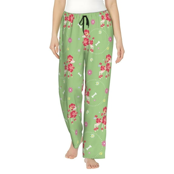 Naloa Cute Poodle Dog Print Women’s Ultra-Soft Comfy Pajama Lounge Pants with Pockets & Drawstring