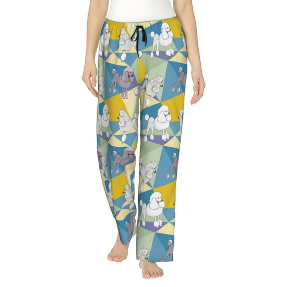 Naloa Cute Poodle Dog Print Women’s Ultra-Soft Comfy Pajama Lounge Pants with Pockets & Drawstring