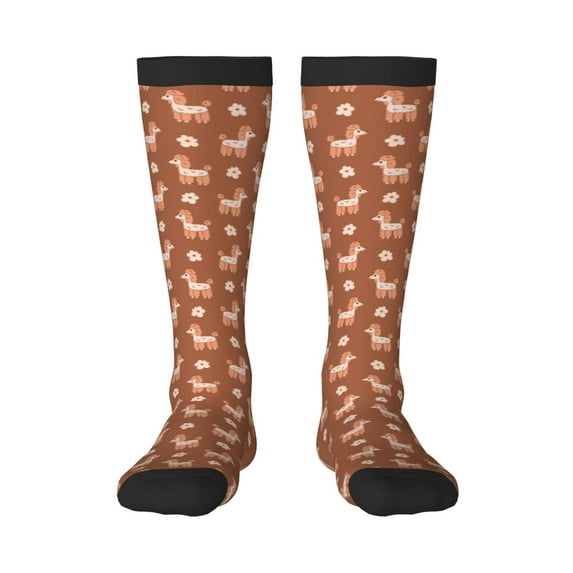 Naloa Cute Poodle Dog Thigh High Socks Extra Long Stretchy Sock Women Over Knee High Opaque Stocking Daily Wear
