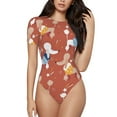 thumbnail image 1 of Naloa Cute Poodle Dog Women's Short-Sleeved Onesie, One-Piece Swimsuit for Parties, dates, clubs - Large, 1 of 9