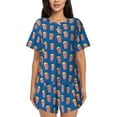 thumbnail image 1 of Naloa Cute Popcorn Women's Short-Sleeved Pajama Set, Loungewear, Summer pajamas, Breathable Cozy - Small, 1 of 9