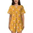 thumbnail image 1 of Naloa Cute Popcorn Women's Short-Sleeved Pajama Set, Loungewear, Summer pajamas, Breathable Cozy - X-Large, 1 of 9